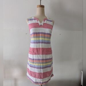 Boden Colorful Striped Linen Shift Dress